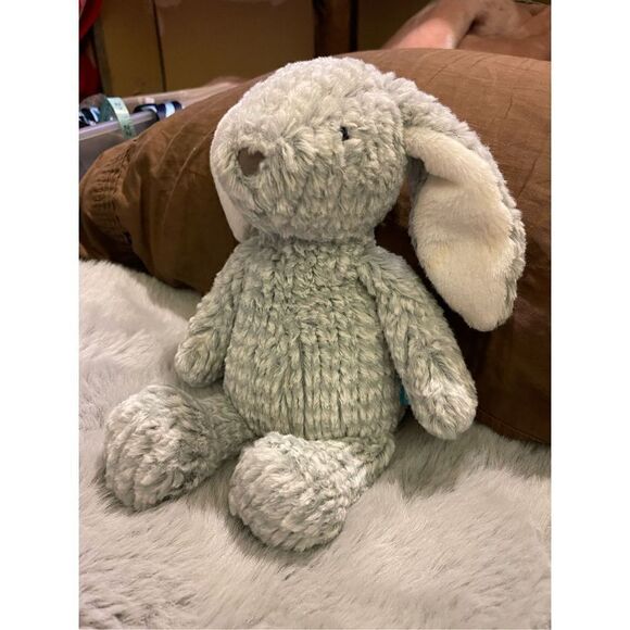 Manhattan Toy Gray White Chenille 12” Bunny Rabbit Plush Stuffed Animal Floppy E - Picture 2 of 7